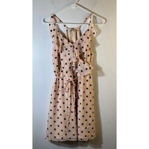 Womens‎ Irene Collection Strappy Ruffle Polka Dot Dress Pink Black S